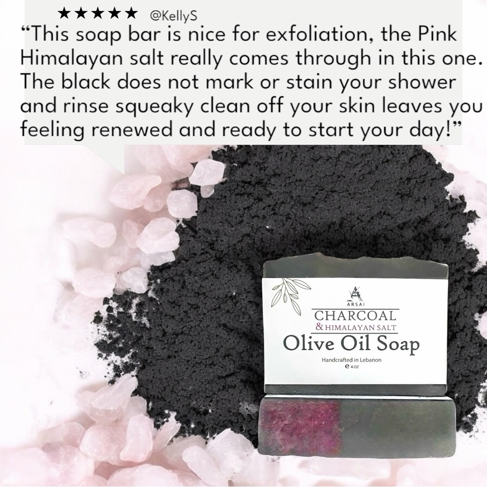 Charcoal & Himalayan Salt Olive Oil Bar Soap - All-Natural & Handcrafted